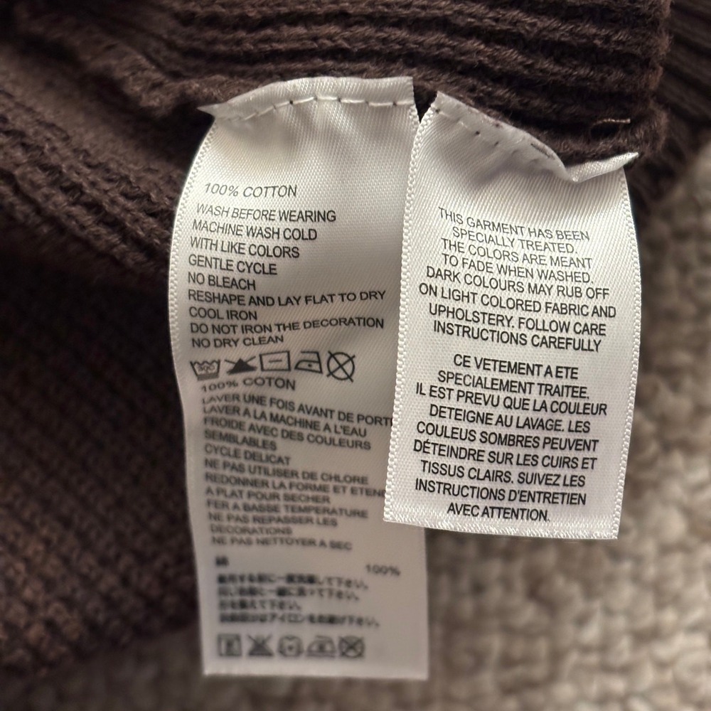 Tommy Bahama Mens Brown Waffle Knit Quarter Zip Sweater Suede Shoulders Large - Picture 7 of 8